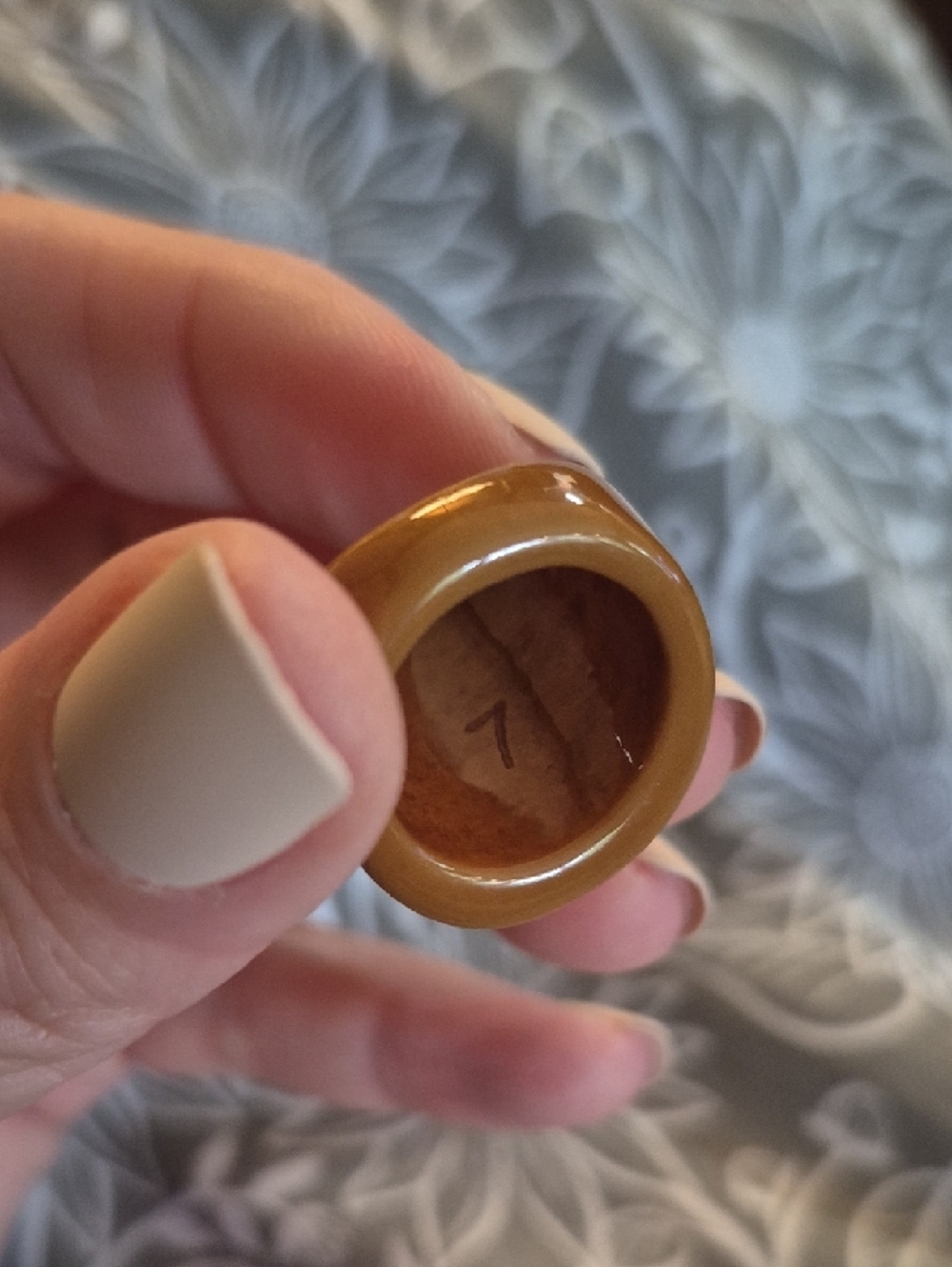 Honey Resin Dome Ring Warm Caramel Tone 7 - Picture 5 of 8